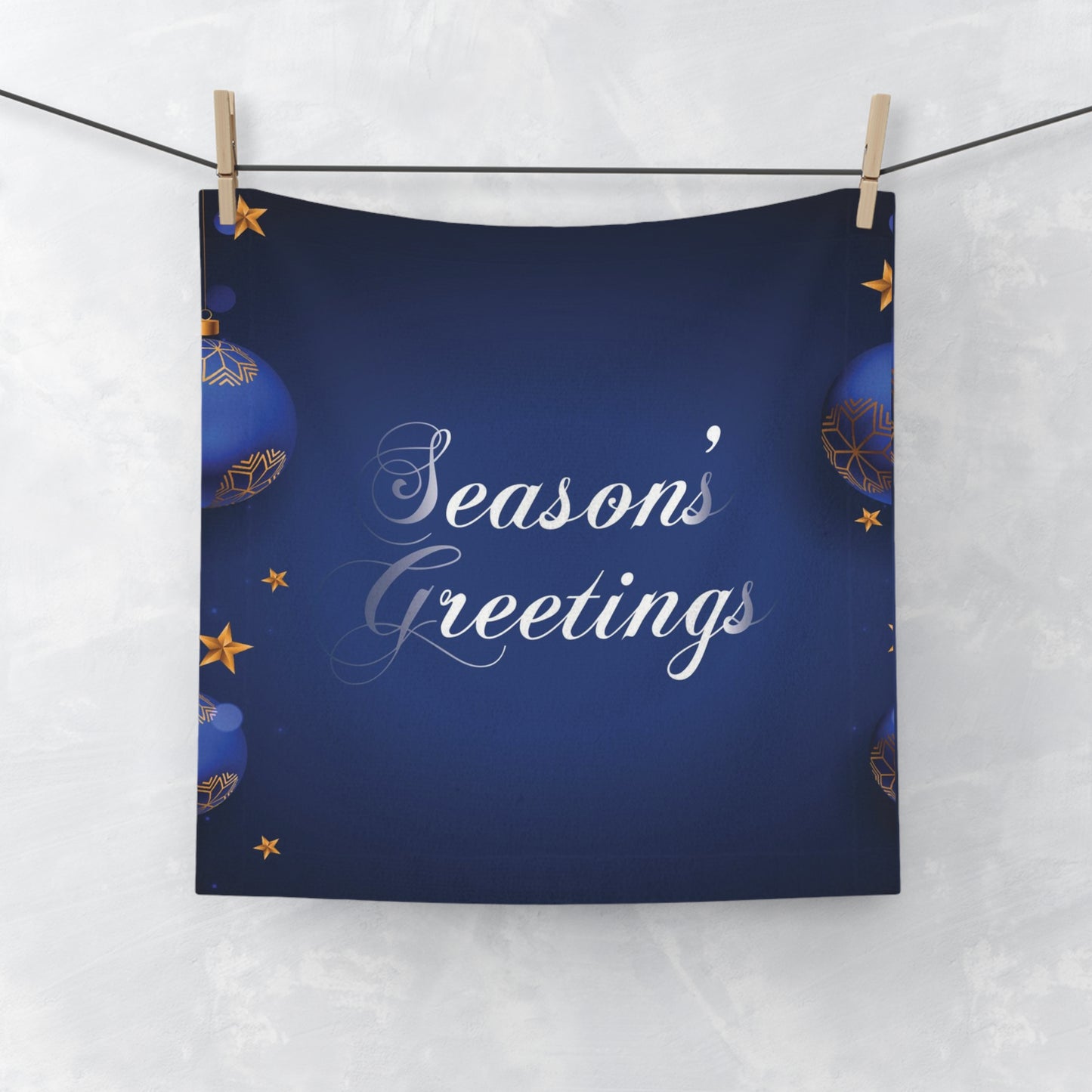 Season's Greetings Face Towel, Blue