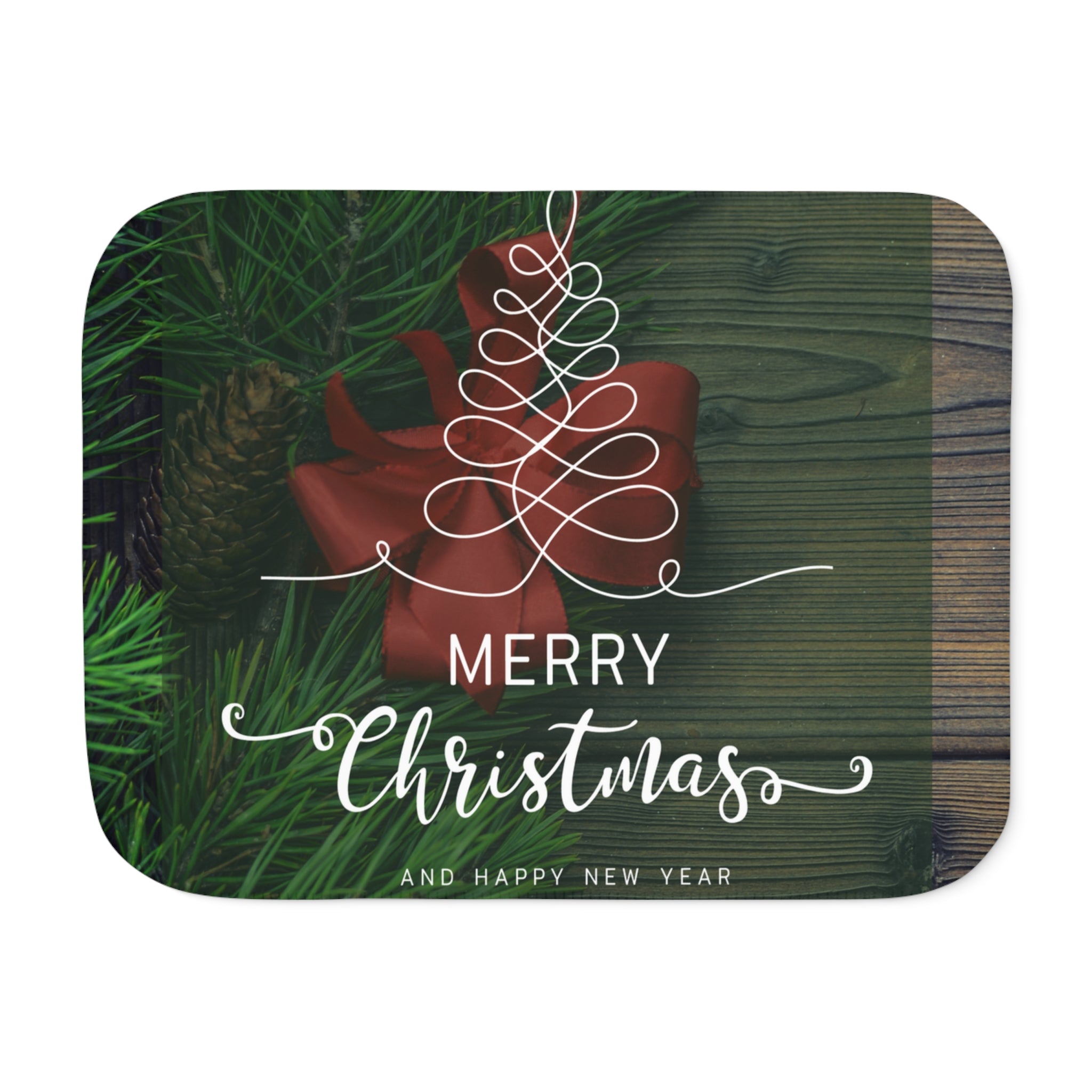 Merry Christmas and Happy New Year Printed Sherpa Blanket, Green