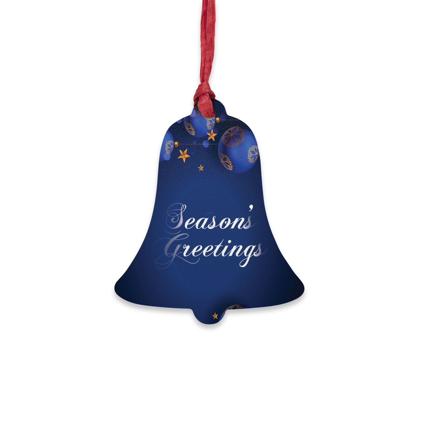 Season's Greetings Wooden Ornaments, Dark Blue