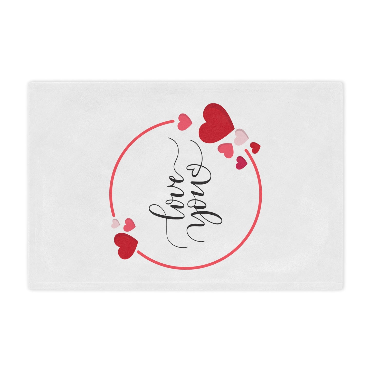 Love You with Flying Hearts Printed Valentine Minky Blanket