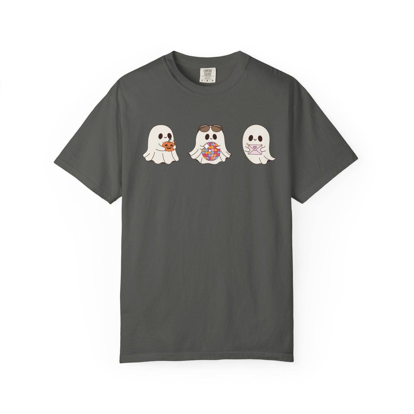 Three Cute Ghosts with Pumpkin, Trick or Treat Party Outfit – October Holiday Shirt