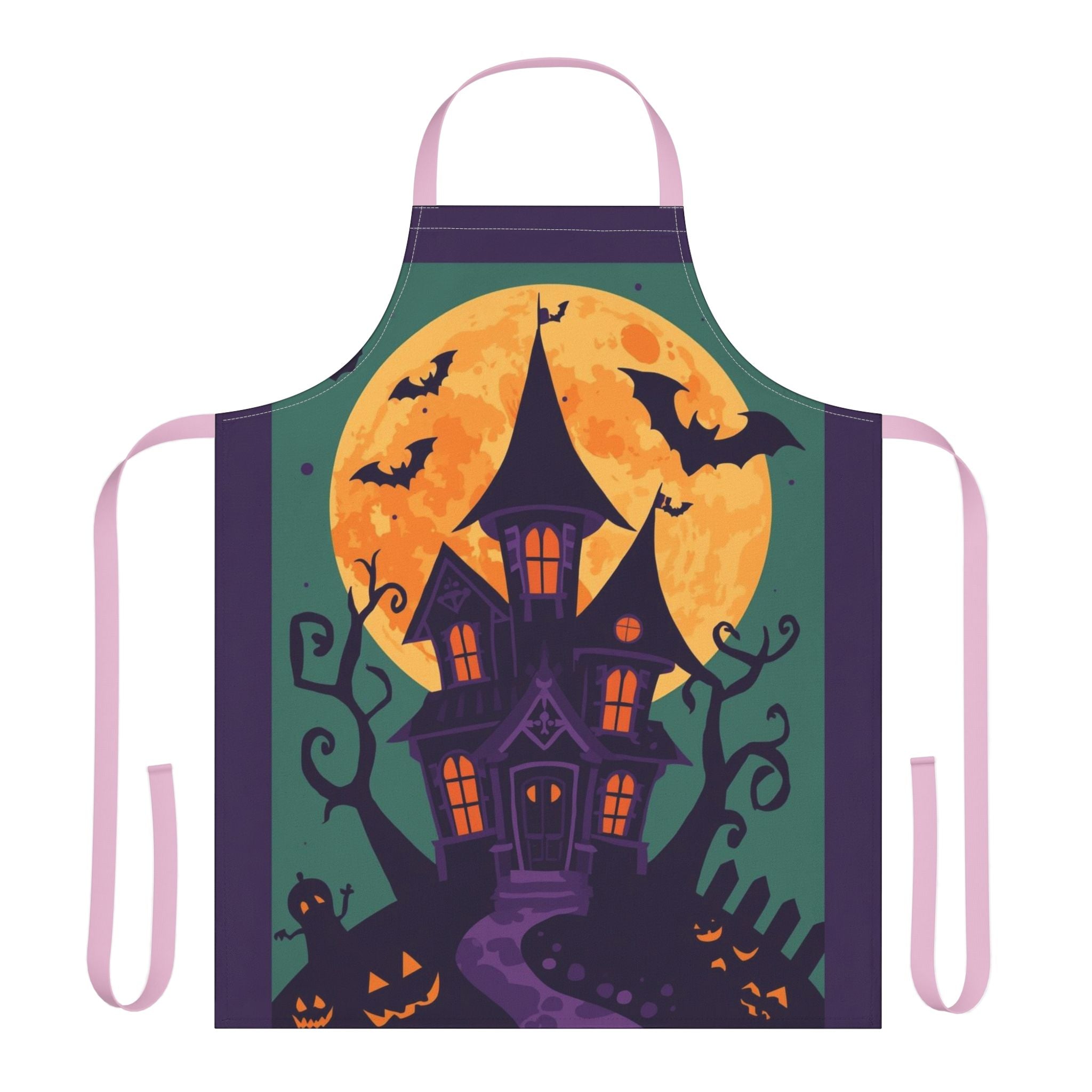 Halloween Apron – Haunted Mansion Festive Apron for Spooky Cooking, Baking, and Parties