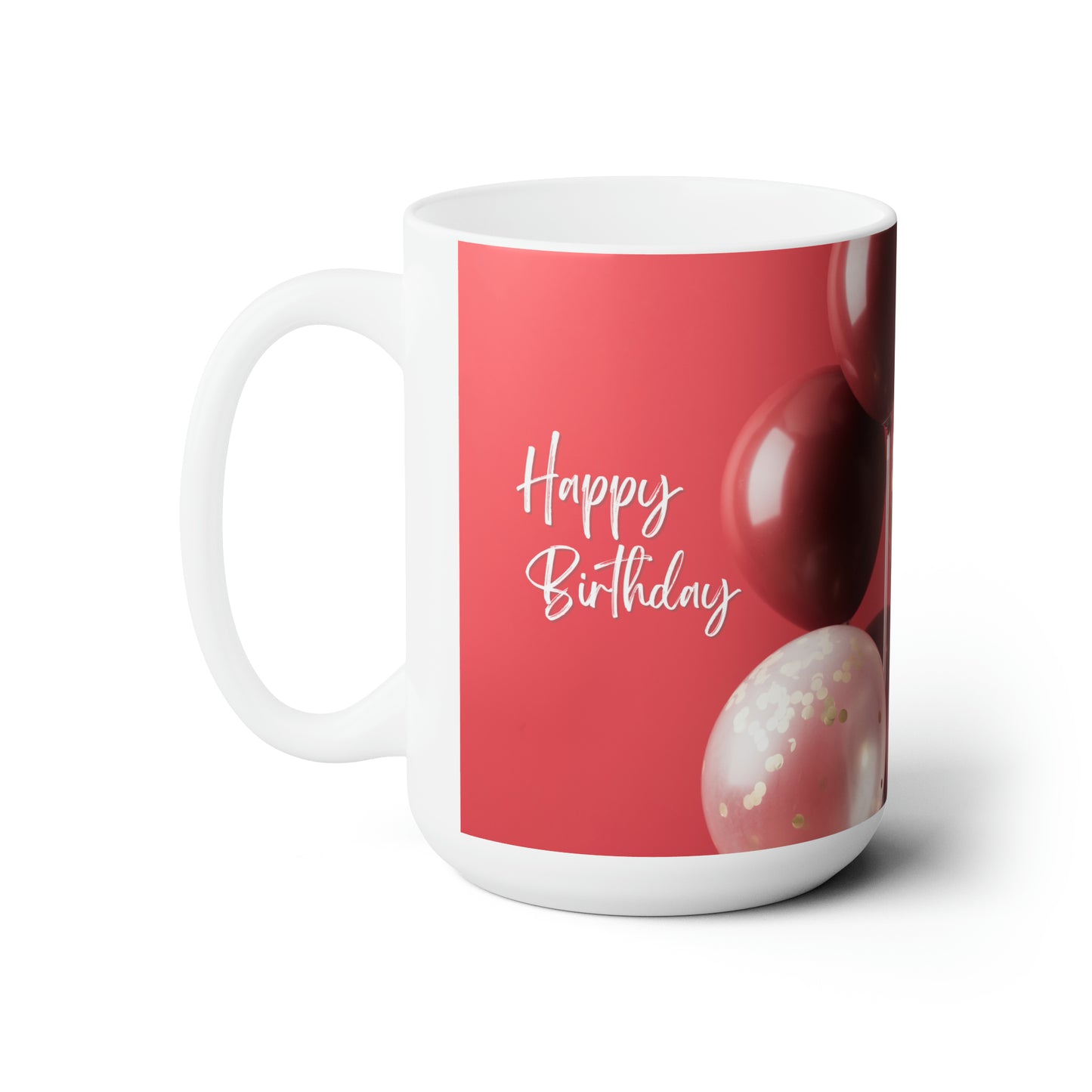 Happy Birthday Ceramic Mugs 15 oz, Red