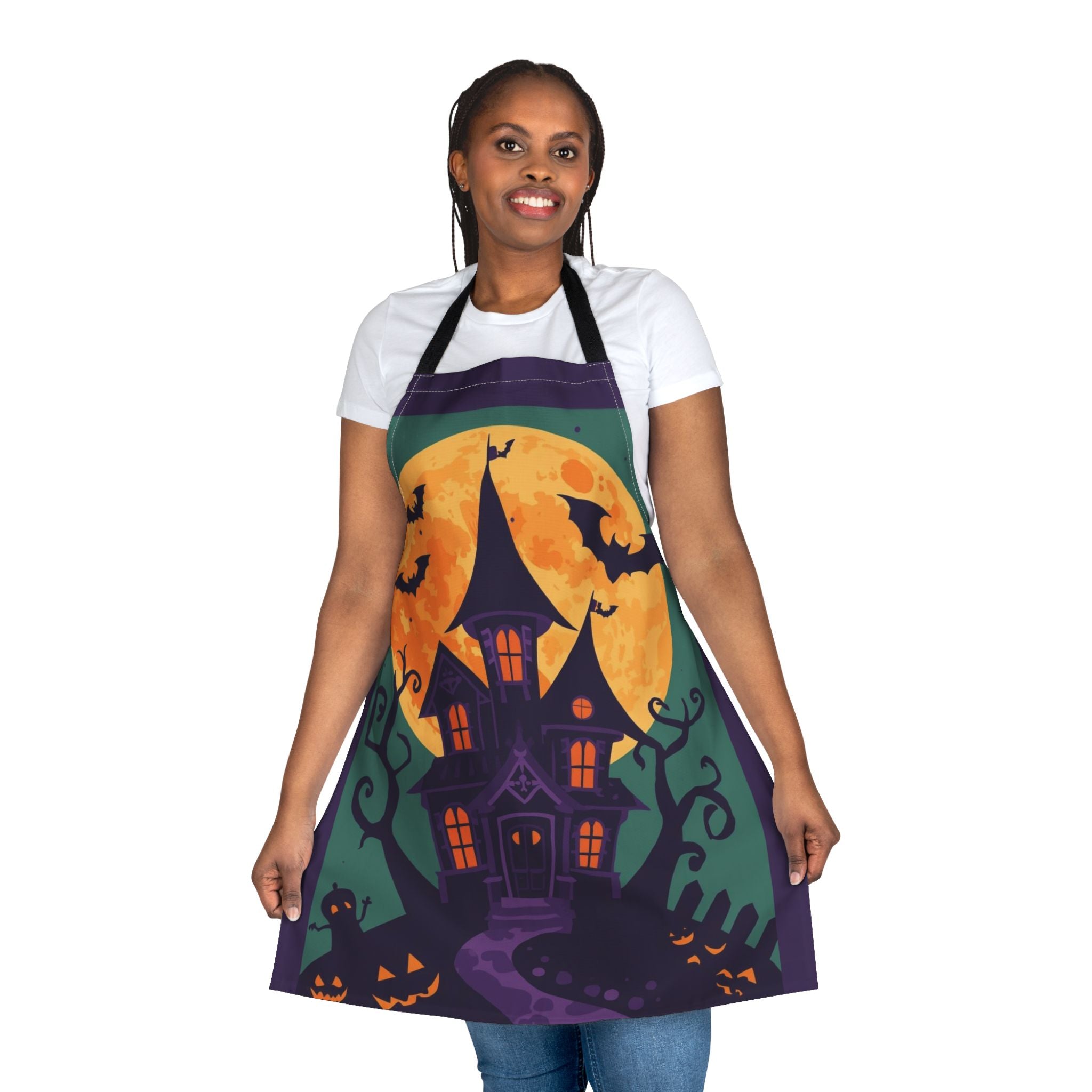 Halloween Apron – Haunted Mansion Festive Apron for Spooky Cooking, Baking, and Parties