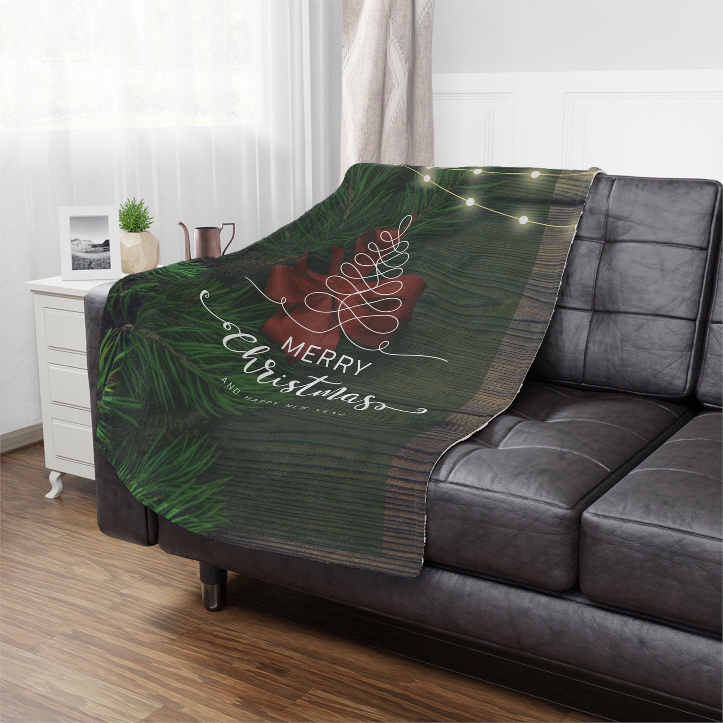 Merry Christmas with Heappy New Year Printed Velveteen Minky Blanket