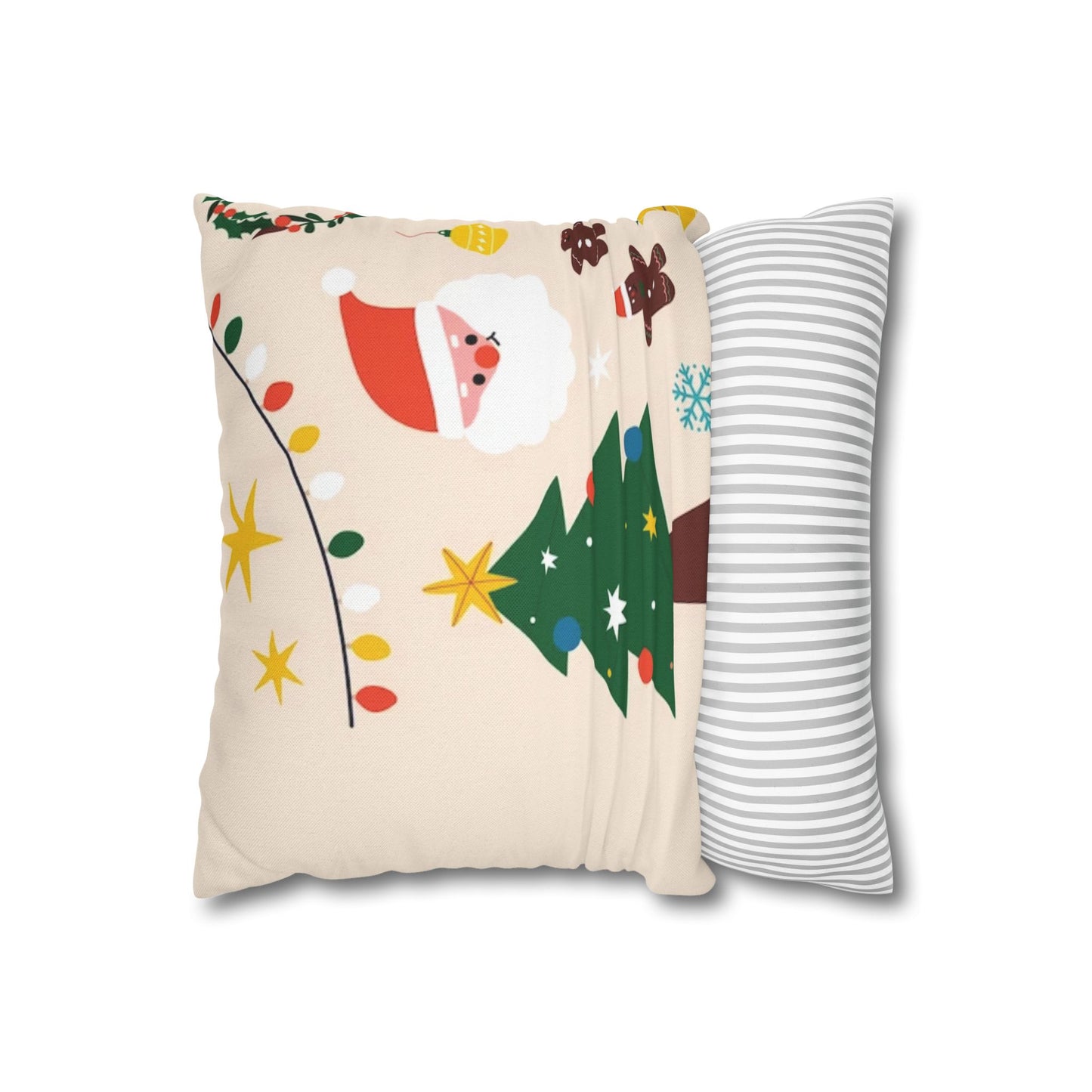 Christmas Square Pillow Case – Spun Polyester Cover with Double-Sided Print