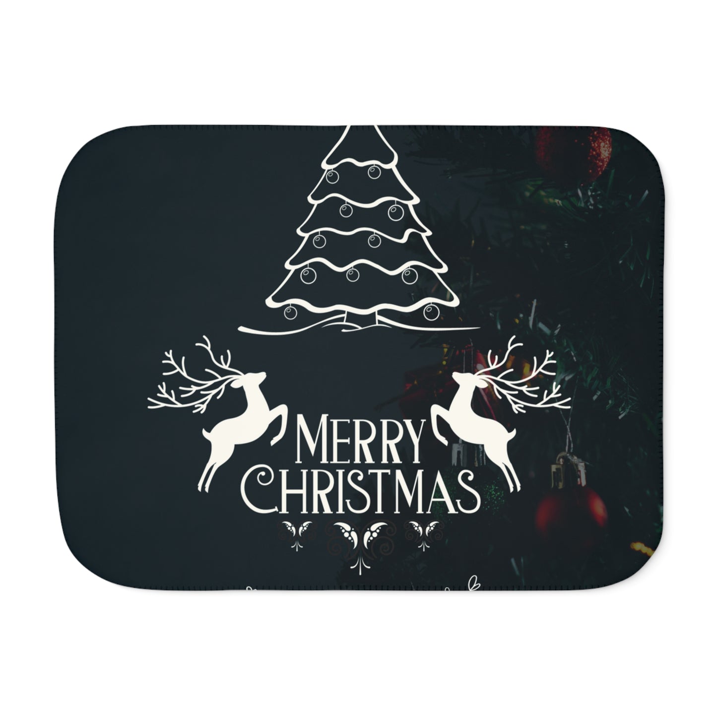 Merry Christmas in Black Printed Sherpa Blanket