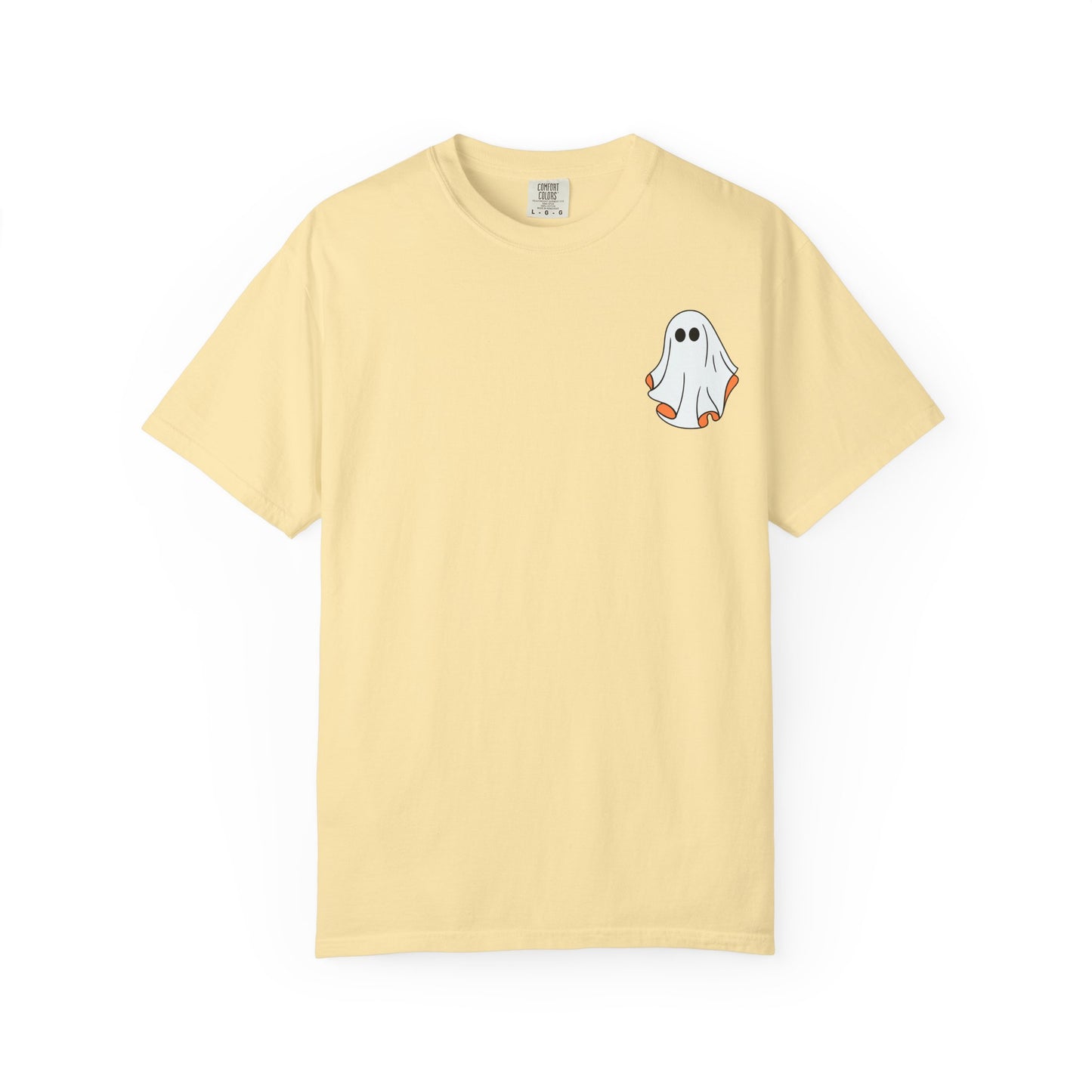 Minimal Ghost Halloween T-Shirt – Cute Pocket Graphic Tee for Spooky Season
