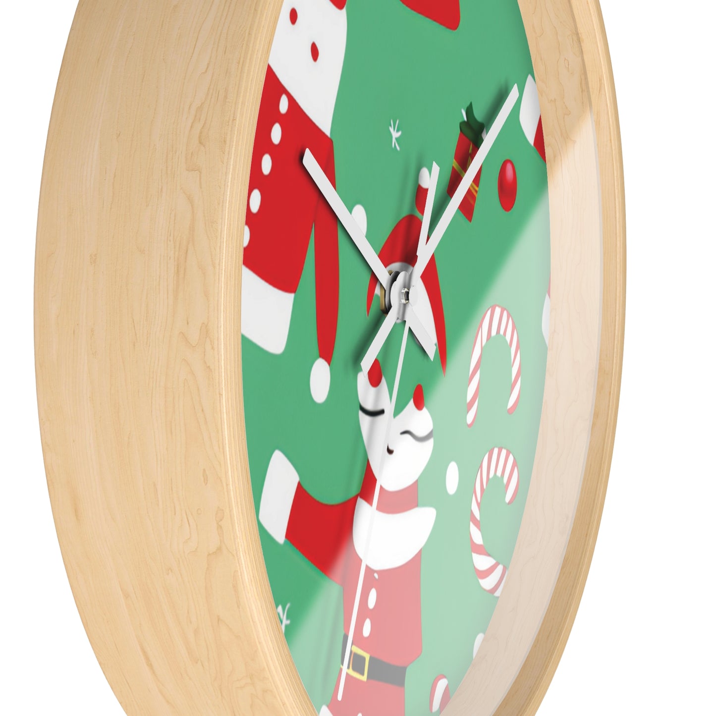 Christmas Wall Clock – Wooden Frame Holiday Timepiece with Silent Mechanism
