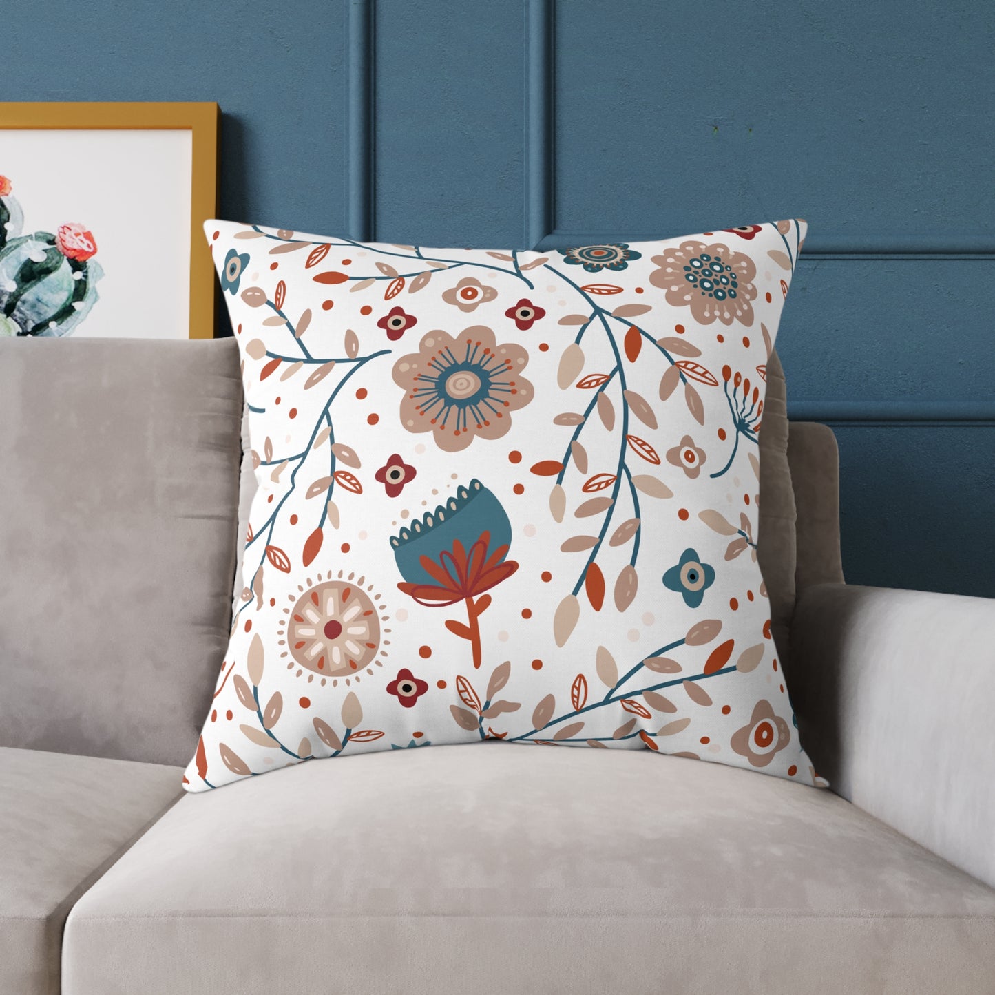 Whimsical Floral Throw Pillow – Boho Decorative Cushion