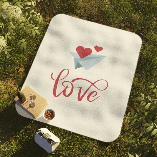Love with Flying Heart Printed Picnic Blanket