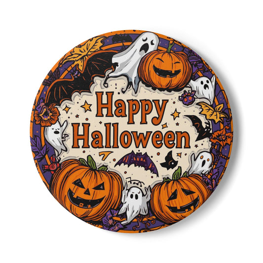 Festive Halloween Ceramic Coaster with Playful Design
