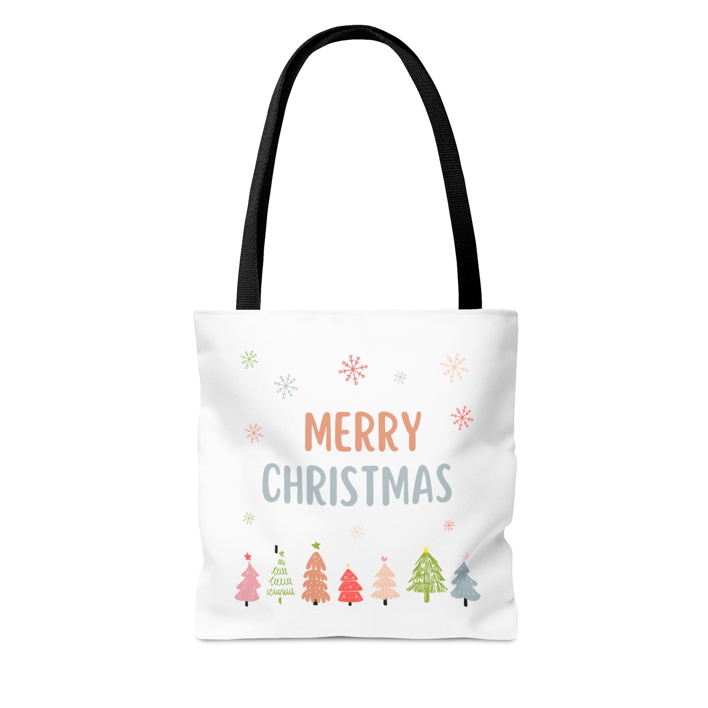 Merry Christmas with Trees Printed Tote Bag