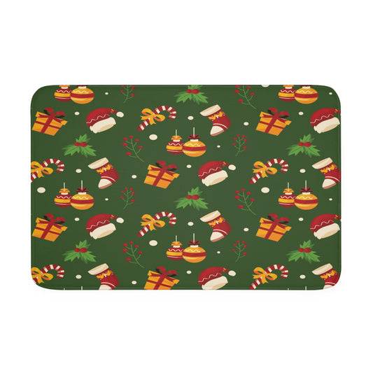 Christmas Memory Foam Bath Mat, Dark Green