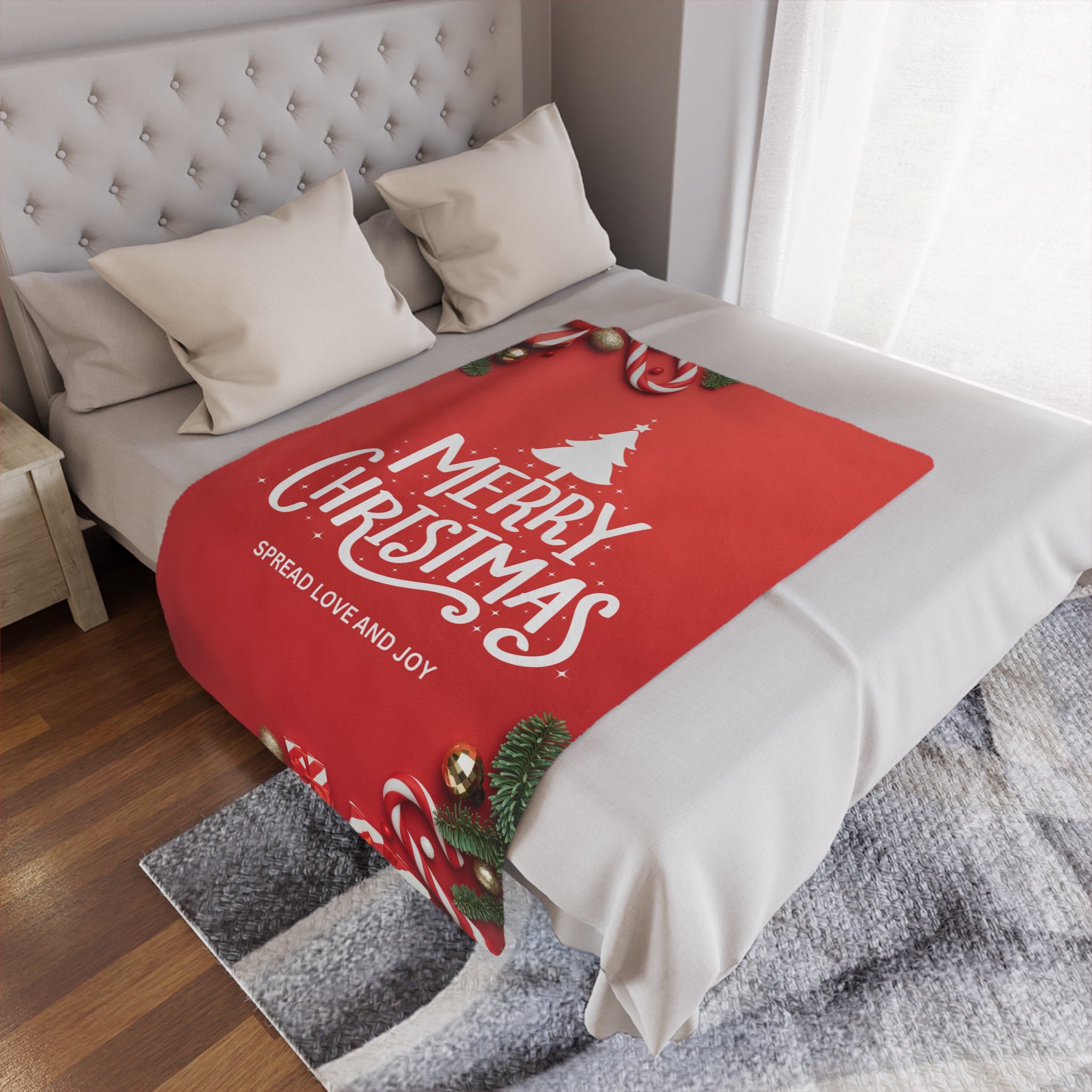 Merry Christmas, Spread Love and Joy Printed Minky Blanket