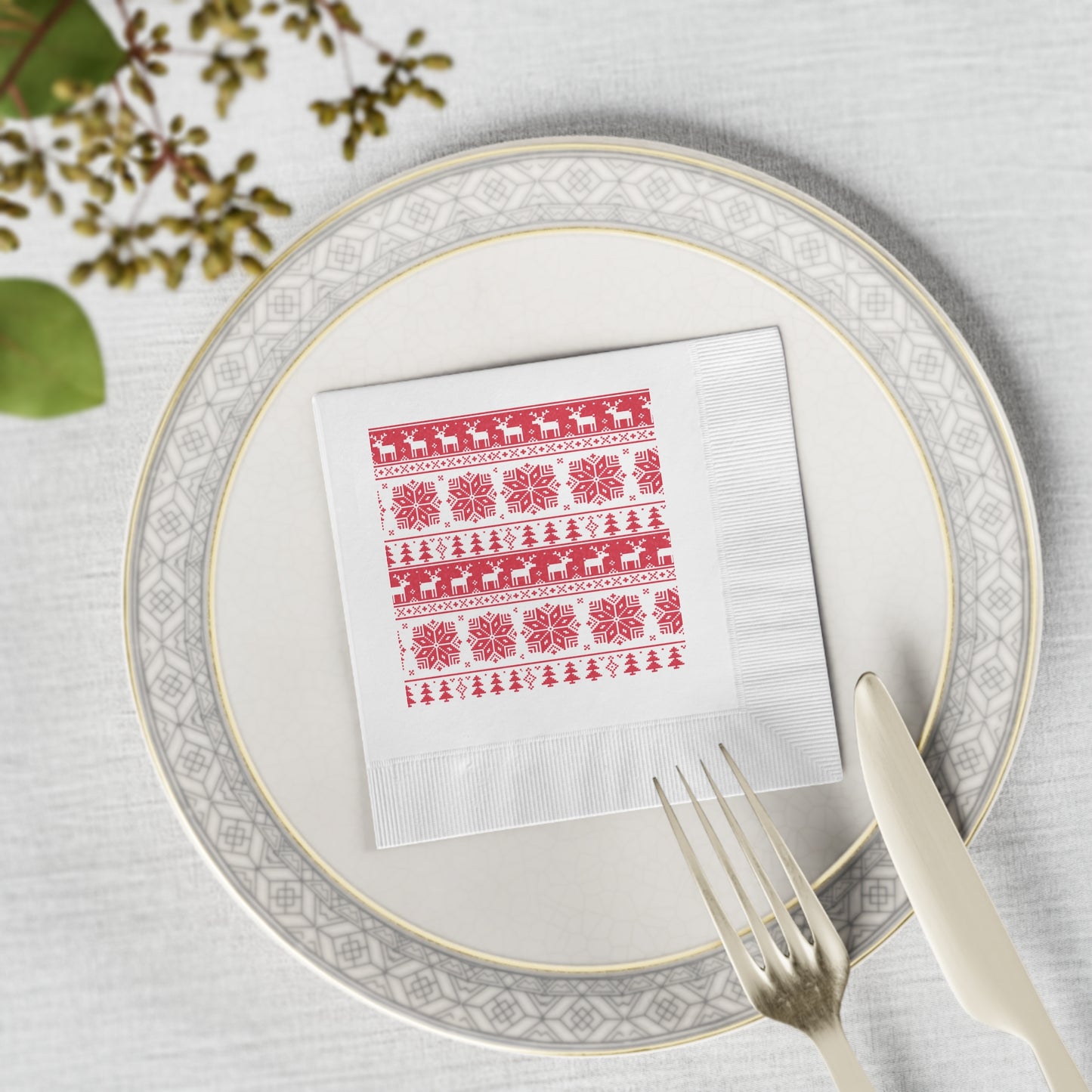 Soft Three-Ply Christmas White Coined Napkins – Multiple Sizes & Packs