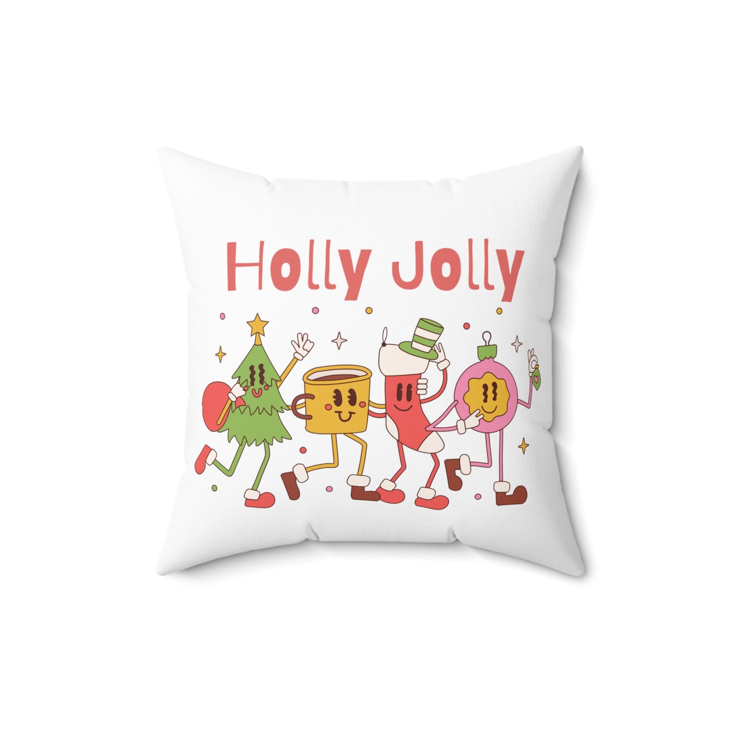 Holly Jolly Printed Polyester Square Pillow