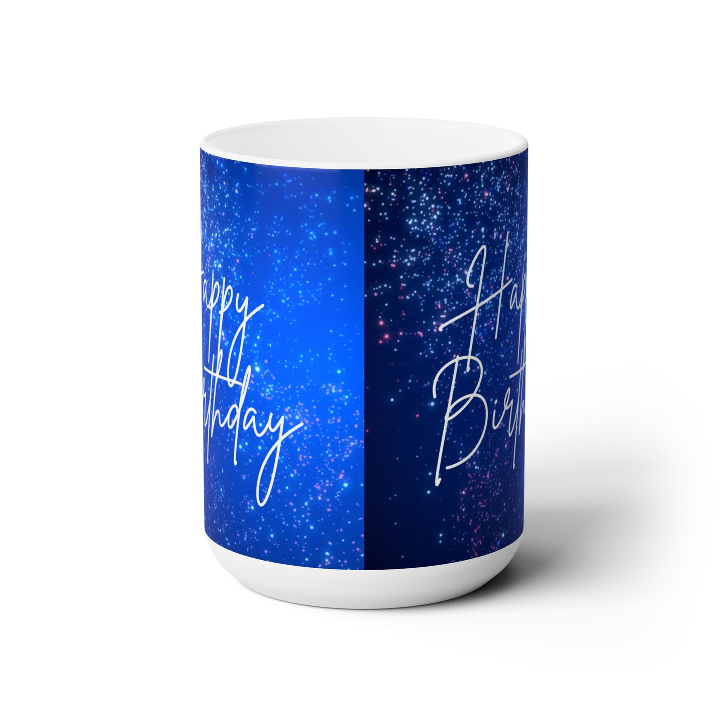 Happy Birtdhay Ceramic Coffee Mugs 15oz, Blue