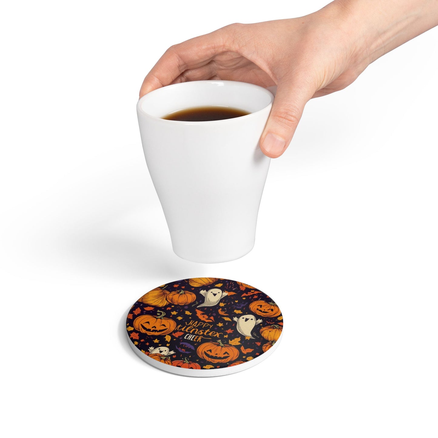 Halloween Ceramic Coaster with Whimsical Design