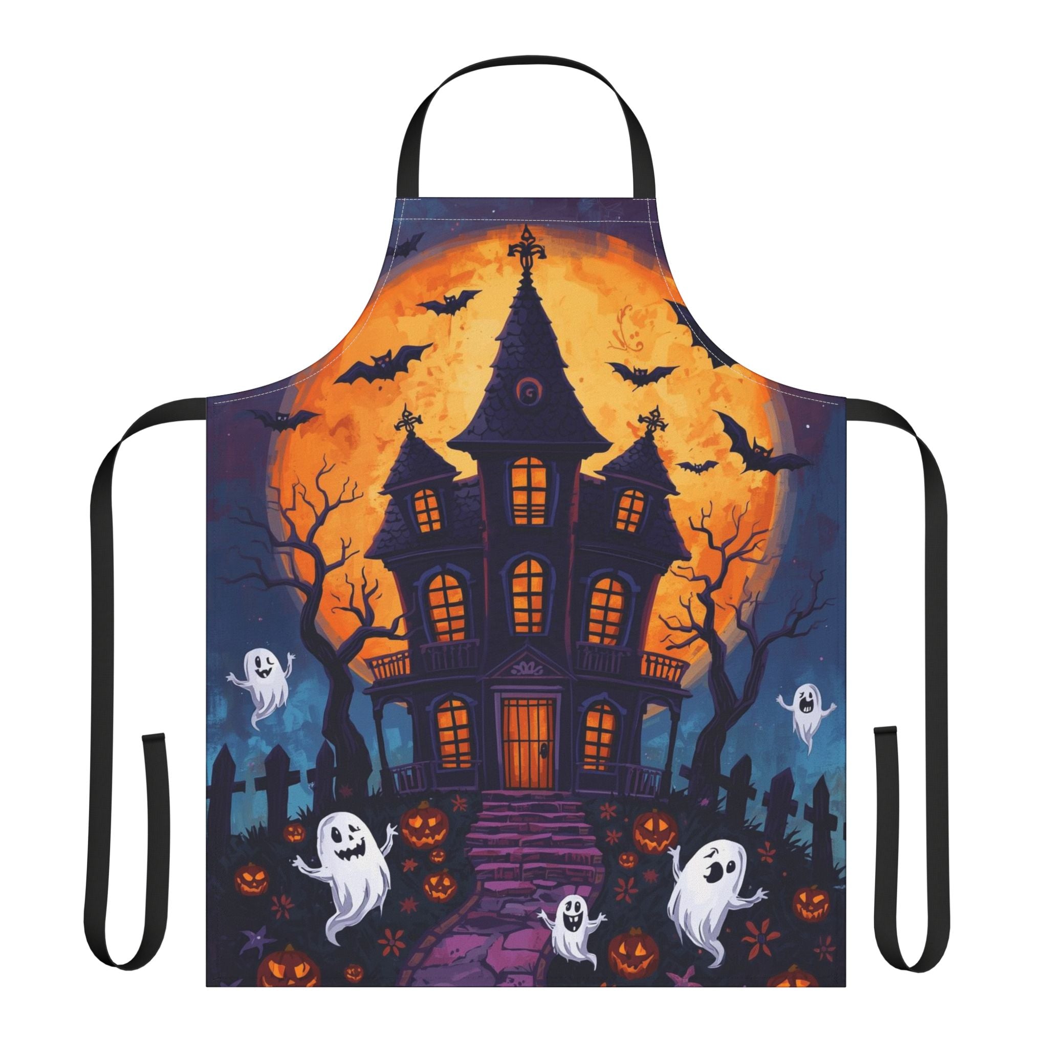 Halloween Apron – Haunted House Festive Apron for Spooky Cooking, Baking and Party Hosting
