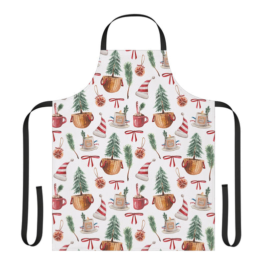 Festive Christmas Apron with Cheerful Holiday Prints and Seasonal Motifs