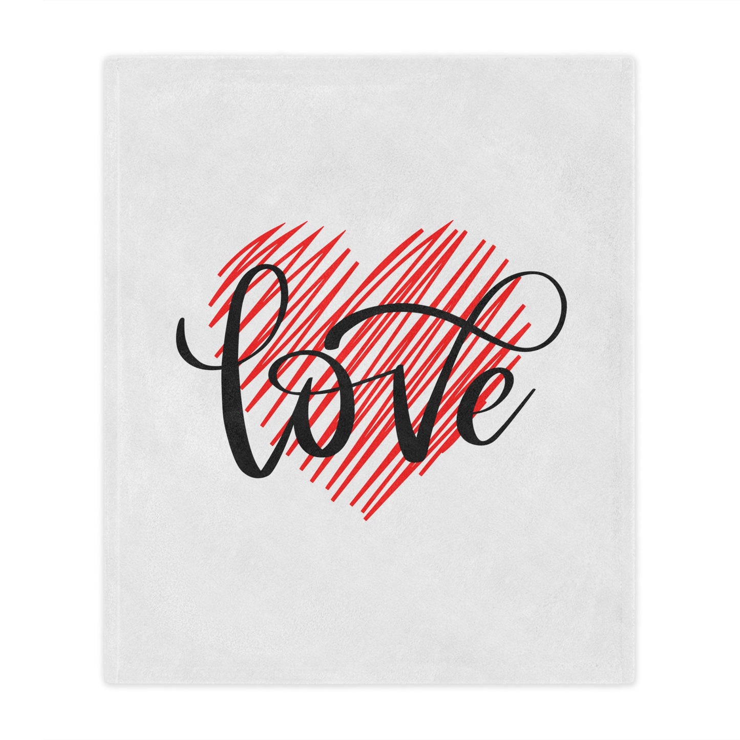 Love inside Heart Printed Valentine Minky Blanket, Black & Red