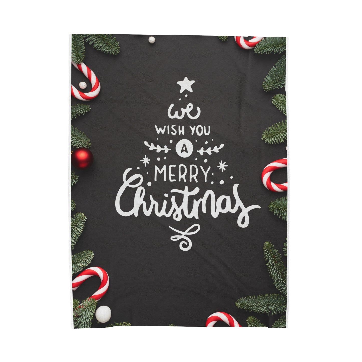 Wish You Merry Christmas Printed Velveteen Plush Blanket