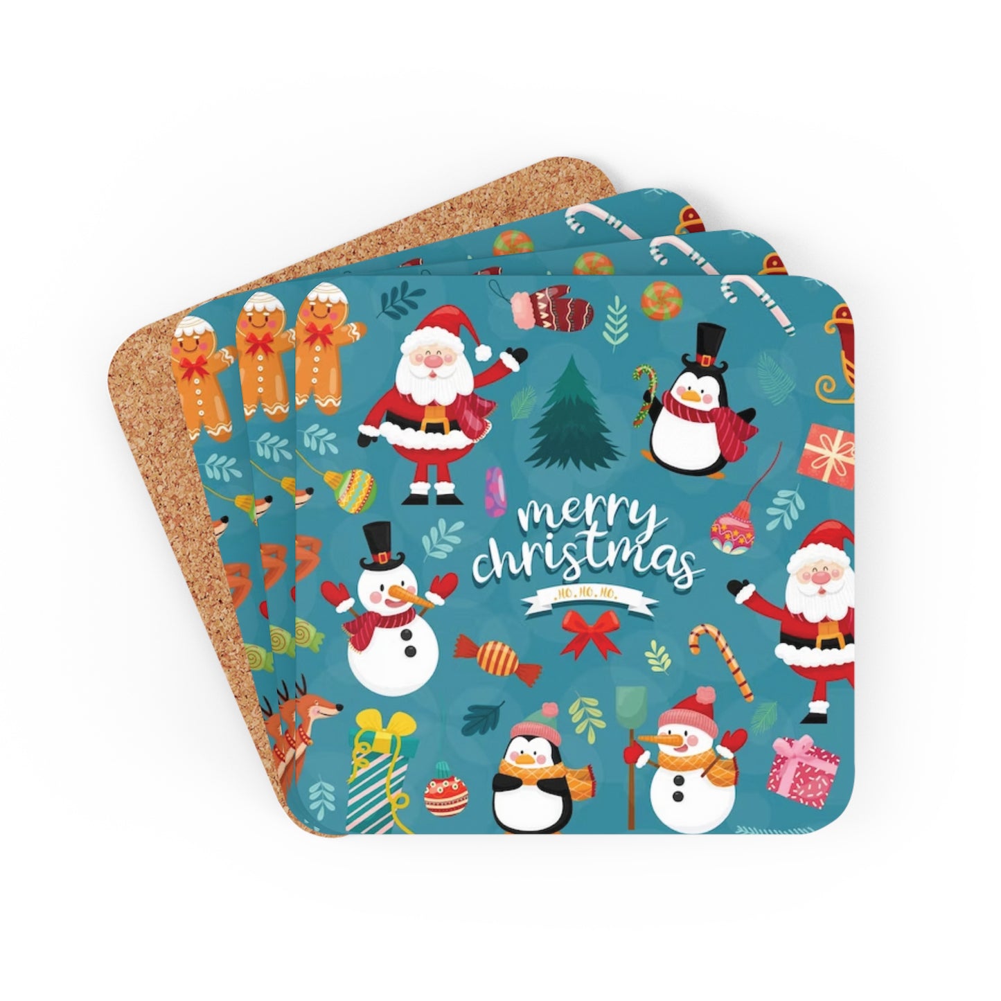 Christmas Corkwood Coaster Set