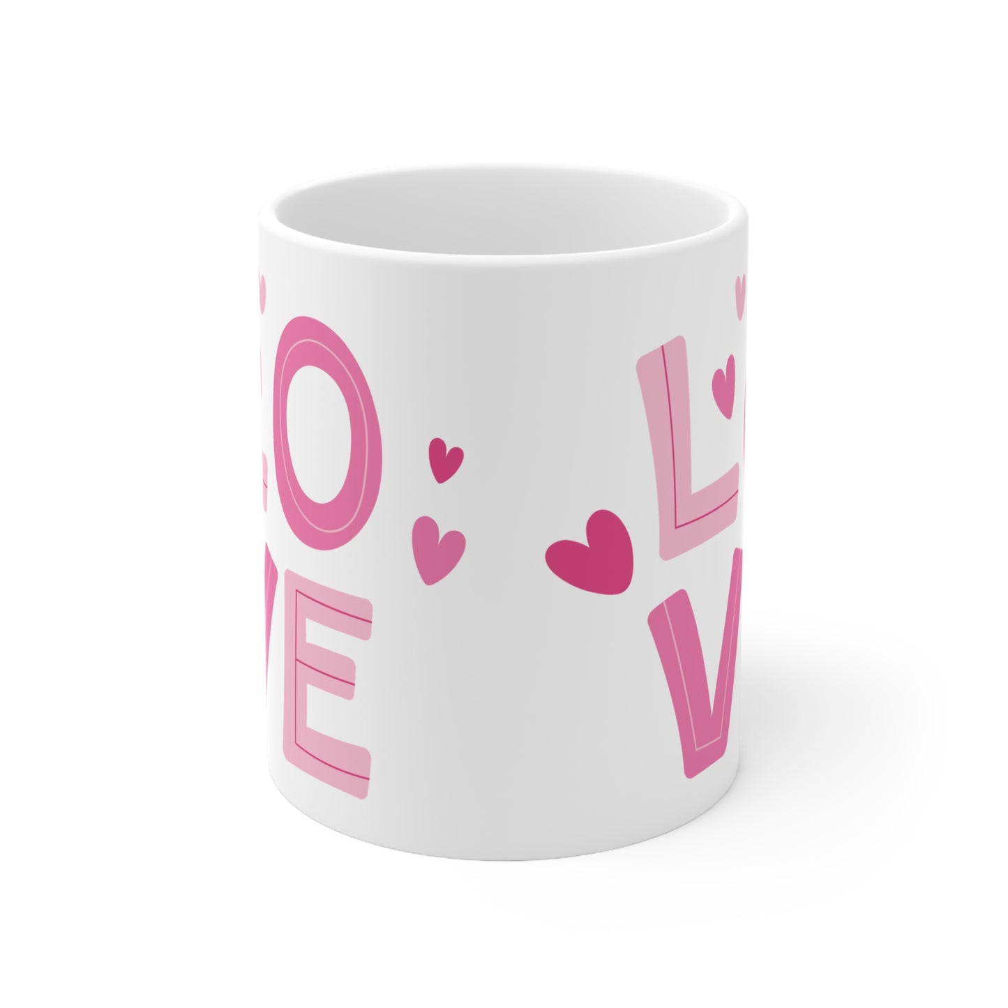 Love with Hearts Printed Valentine Ceramic Mug, 11oz
