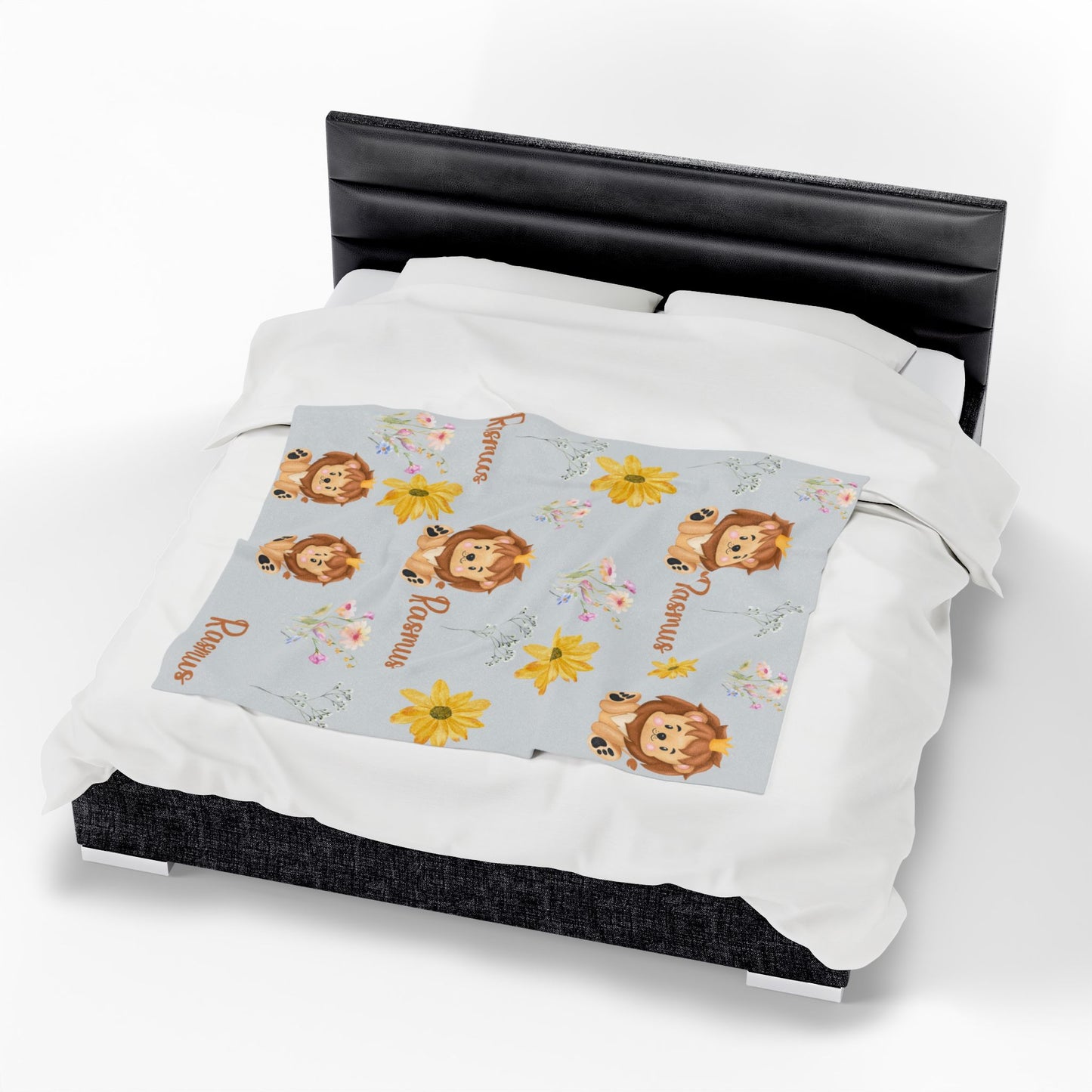 Personalized Lion Baby Blanket – Velveteen Plush Safari-Themed Name Blanket for Newborns, Baby Shower Gift