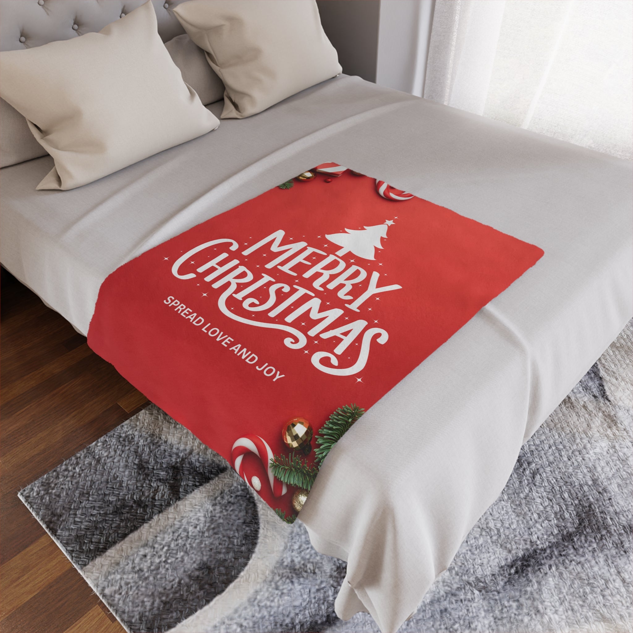 Merry Christmas, Spread Love and Joy Printed Minky Blanket