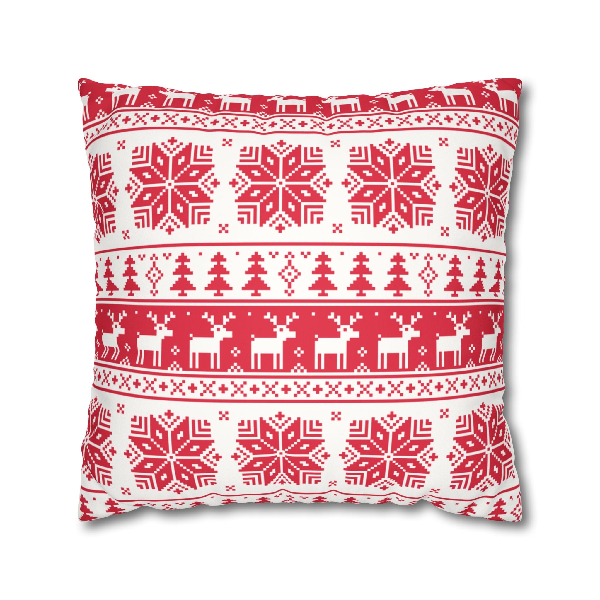 Christmas Faux Suede Square Pillow Case – Festive Decorative Cushion Cover