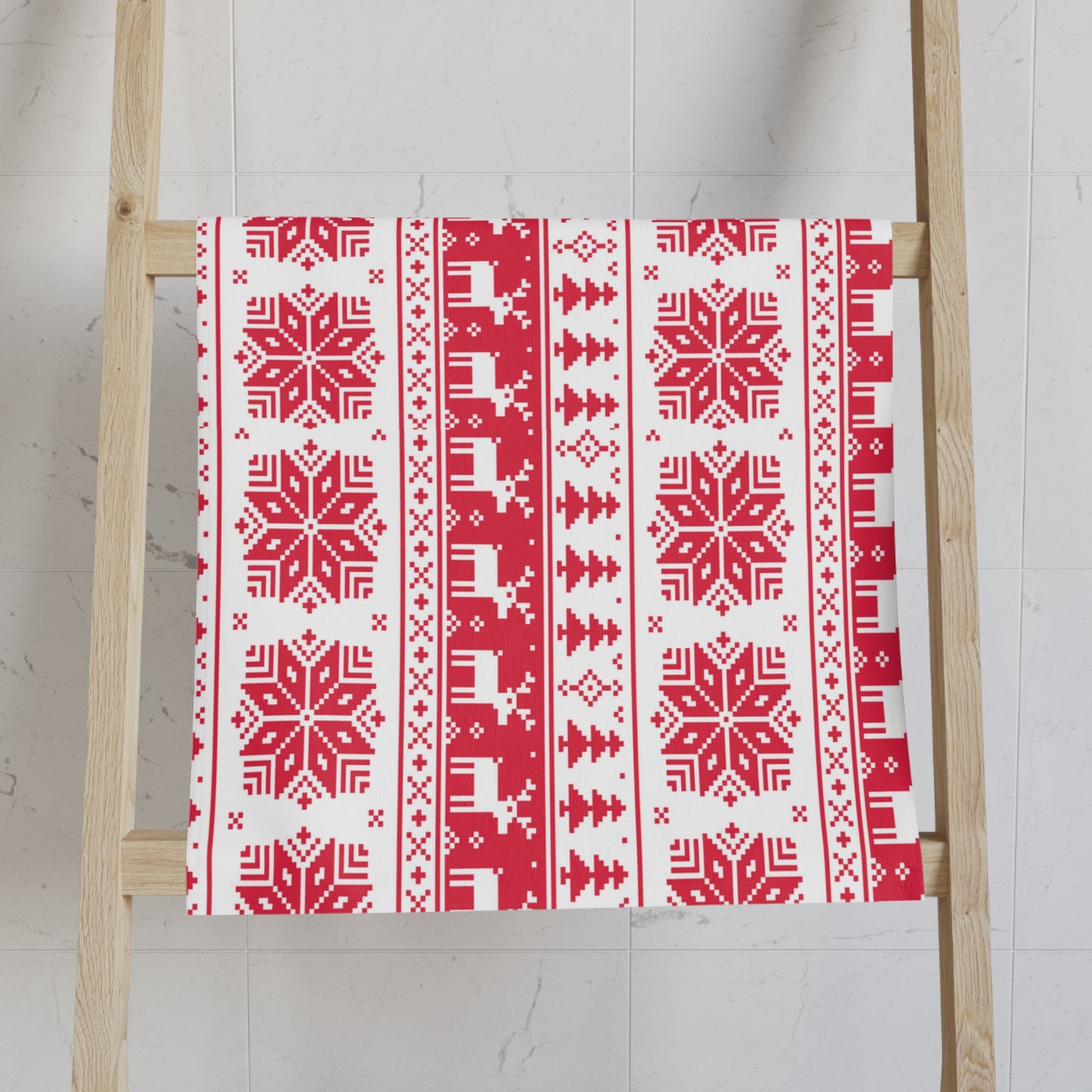 Soft Christmas Hand Towel – Polyester Front & Cotton Back, 16"x28"