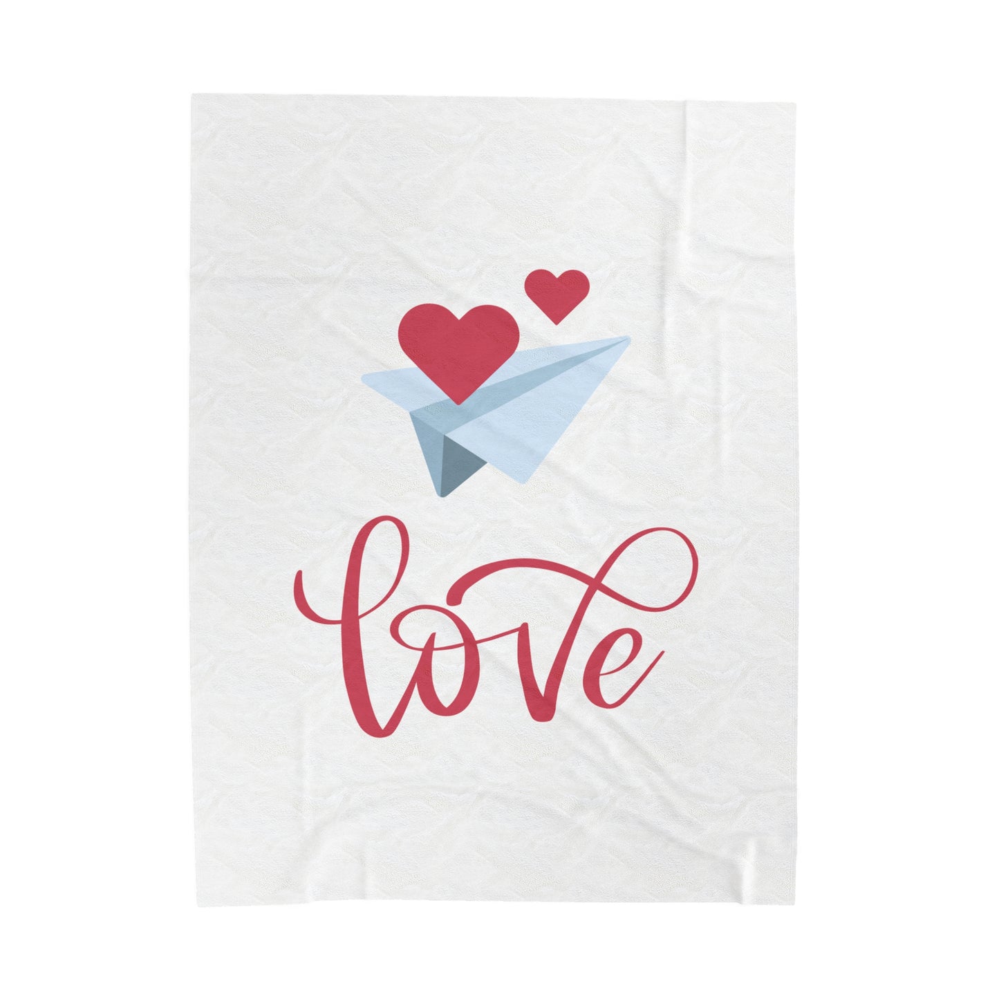 Flying Hearts with Love Printed Velveteen Plush Blanket
