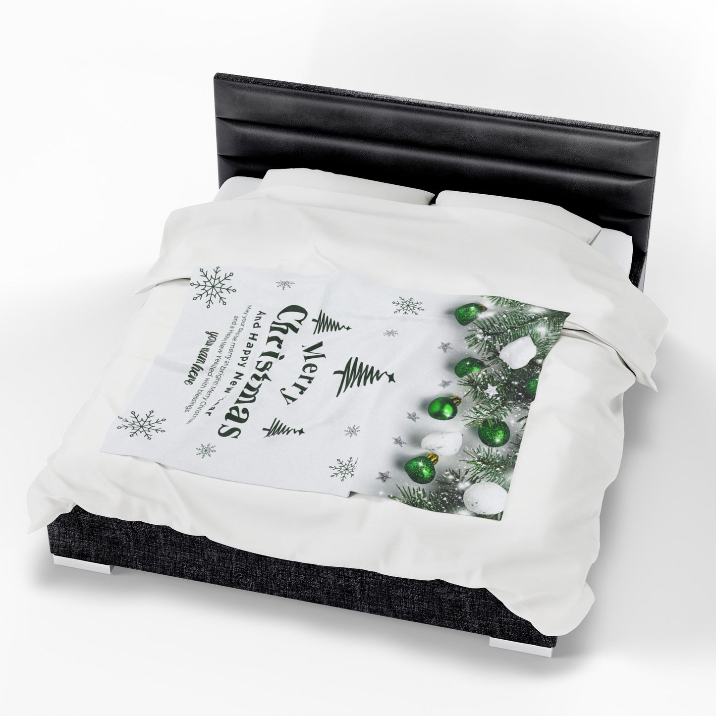 Green Ornament Christmas Blanket – Personalized Holiday Throw for a Merry & Bright Season