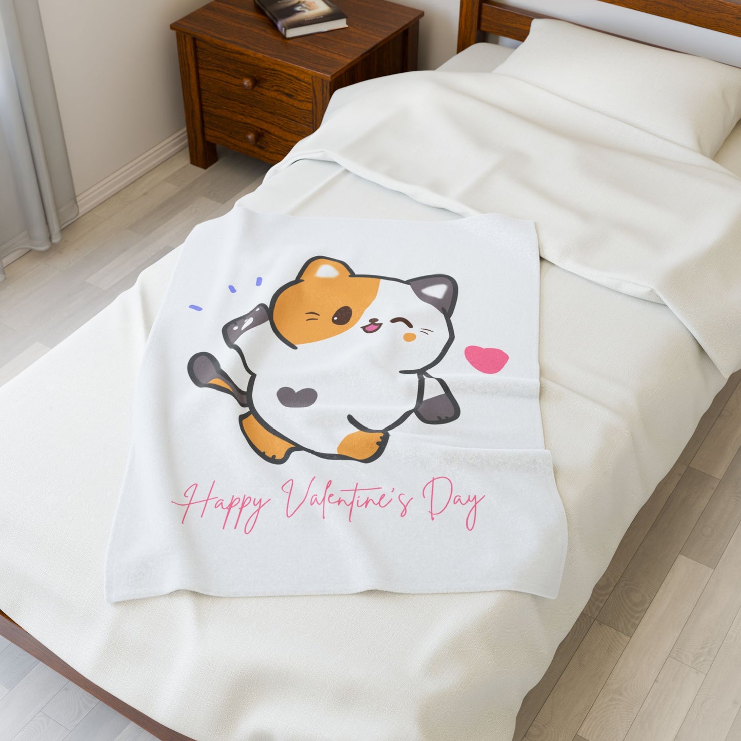 Happy Valentine Day Printed Velveteen Plush Blanket
