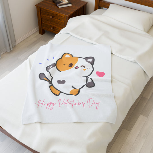 Happy Valentine Day Printed Velveteen Plush Blanket