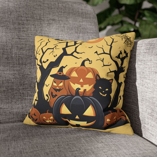 Square Pillowcase Halloween Spooky Pumpkins Fall Decor Throw Pillow Cover