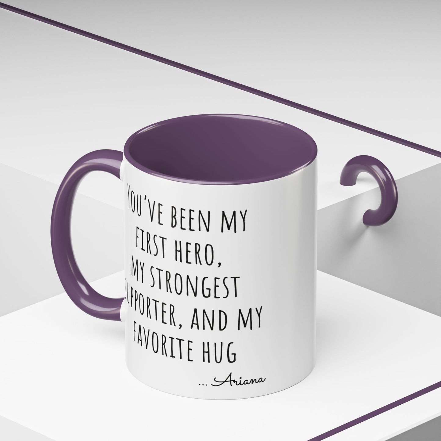 Father’s Day Mug with Heartfelt Quote – “You’ve Been My First Hero” Coffee Cup Gift from Daughter or Son