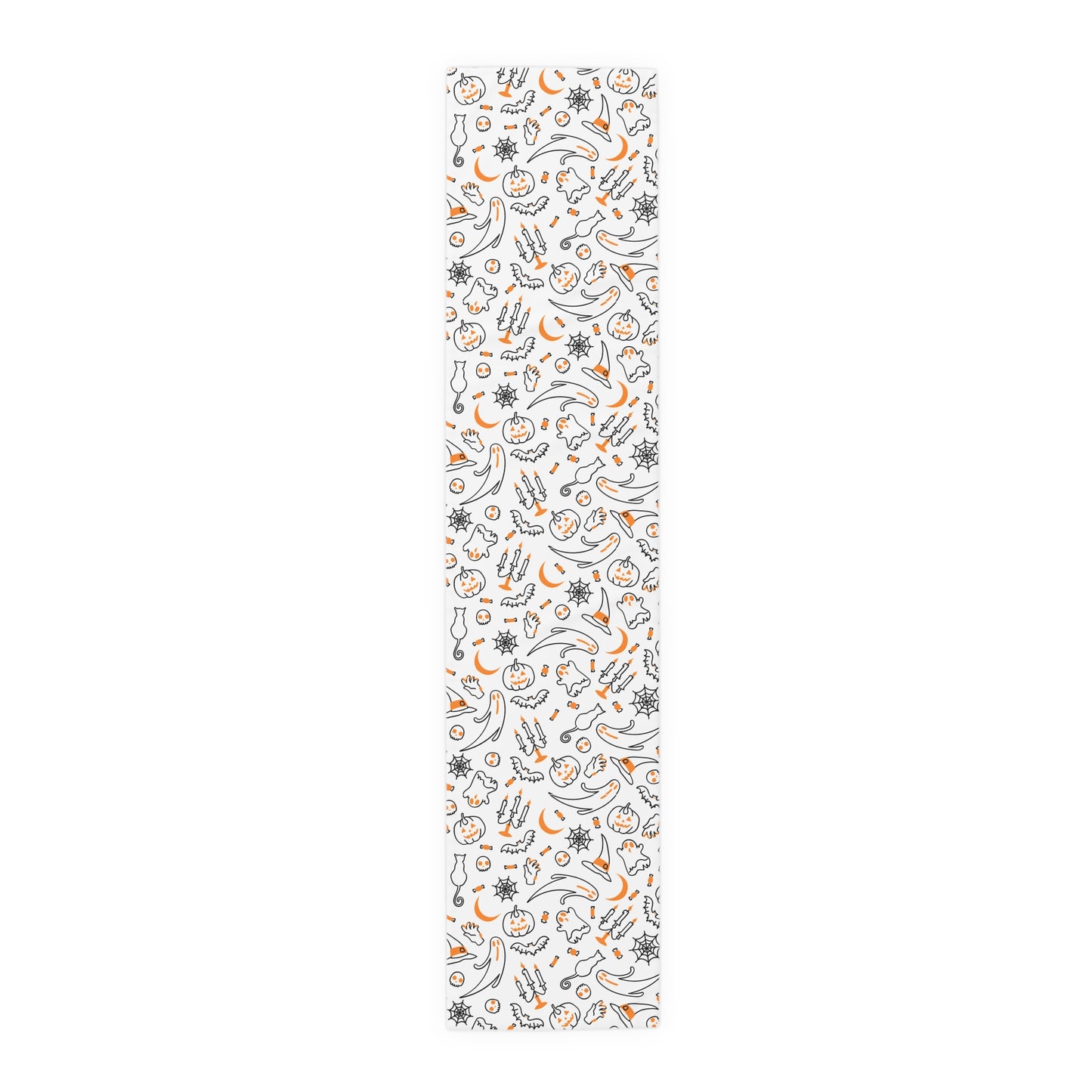 Halloween Icons Pattern Table Runner – Playful Pumpkins, Ghosts & Bats Decor
