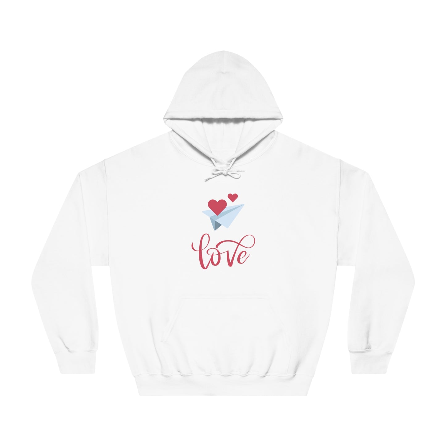 Valentine Unisex DryBlend® Hooded Sweatshirt with Love and Flying Hearts Print