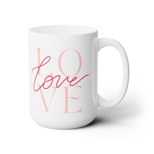 Ceramic Mug – LOVE Typography & Red Heart Design