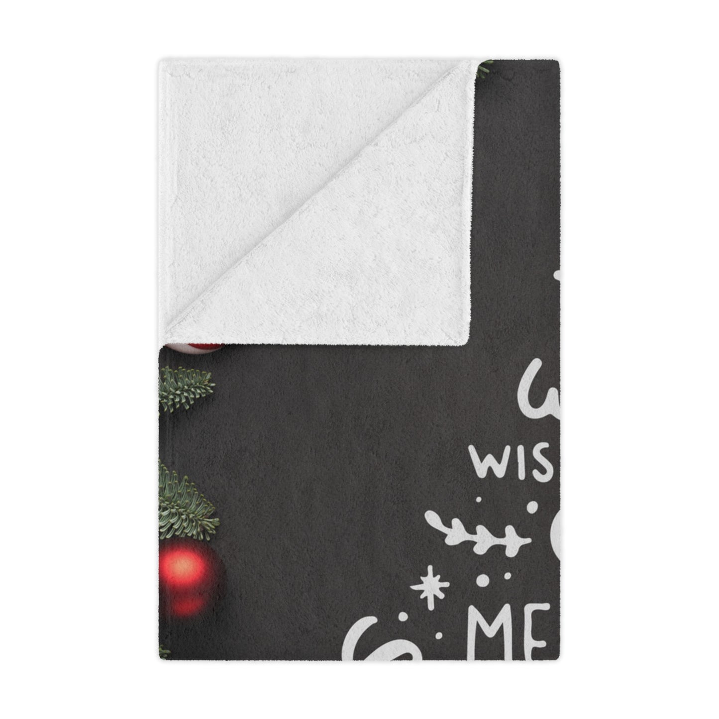 We Wish You Merry Christmas Prited Velveteen Minky Blanket, Black