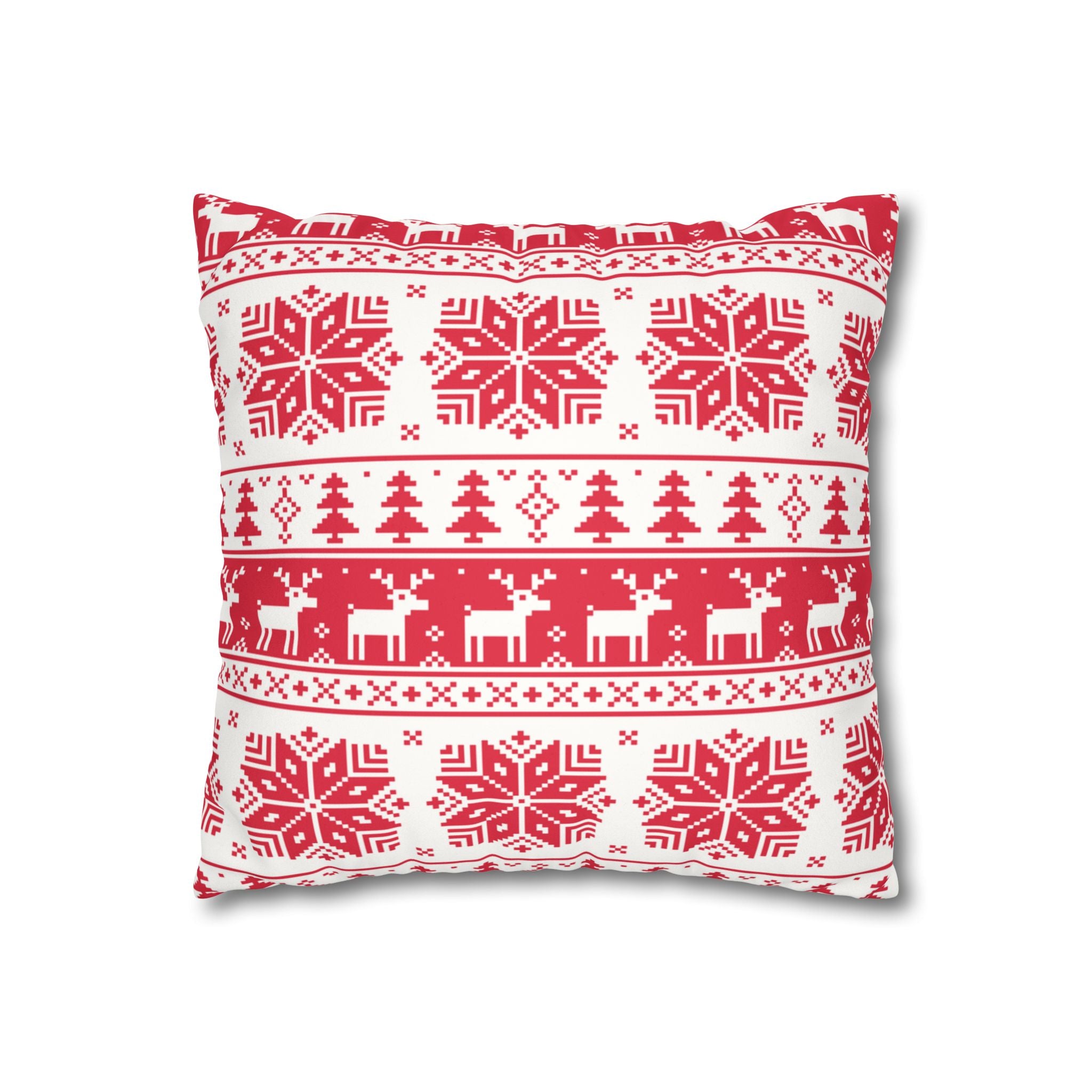 Christmas Faux Suede Square Pillow Case – Festive Decorative Cushion Cover