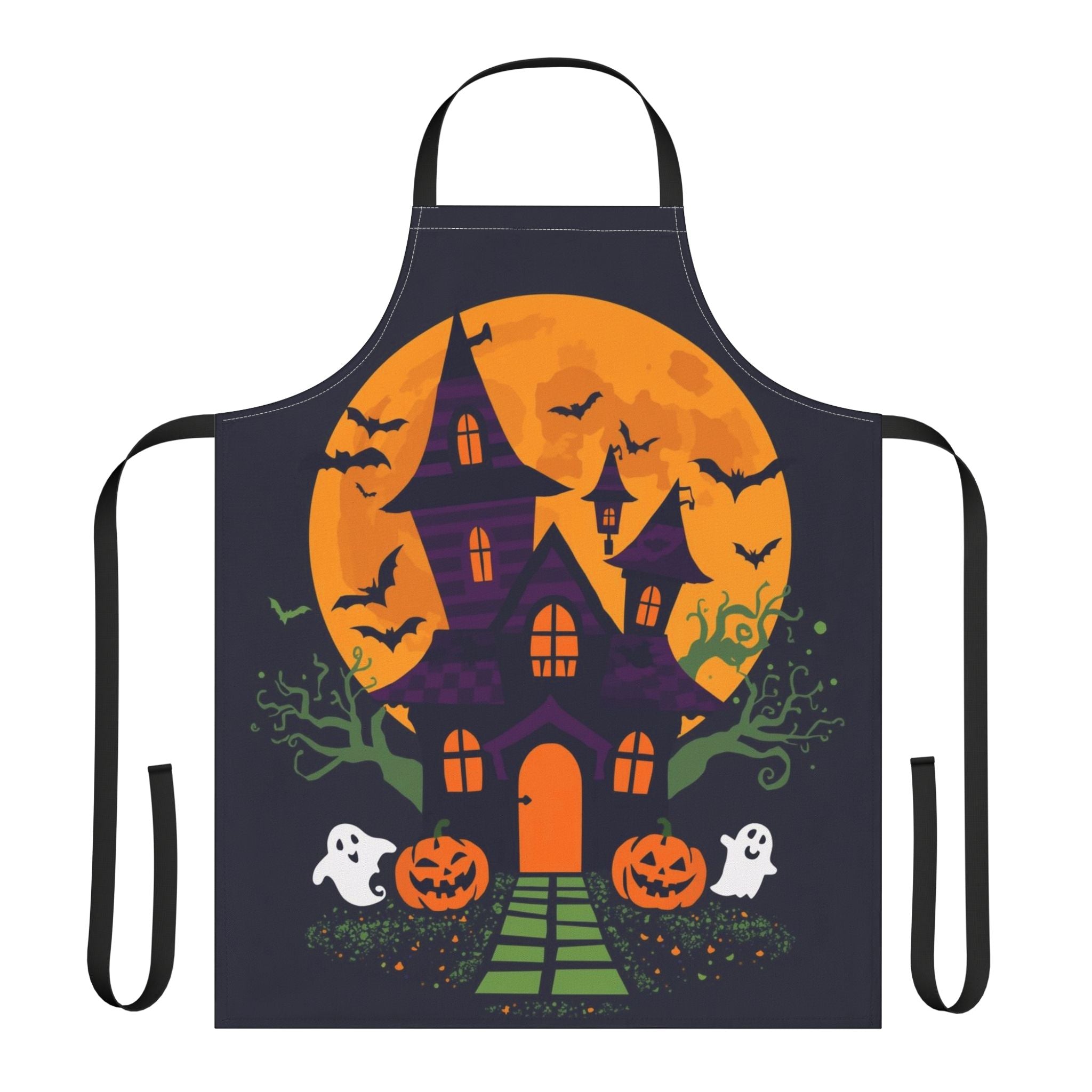 Halloween Apron – Haunted House Festive Apron for Cooking, Baking, and Halloween Parties