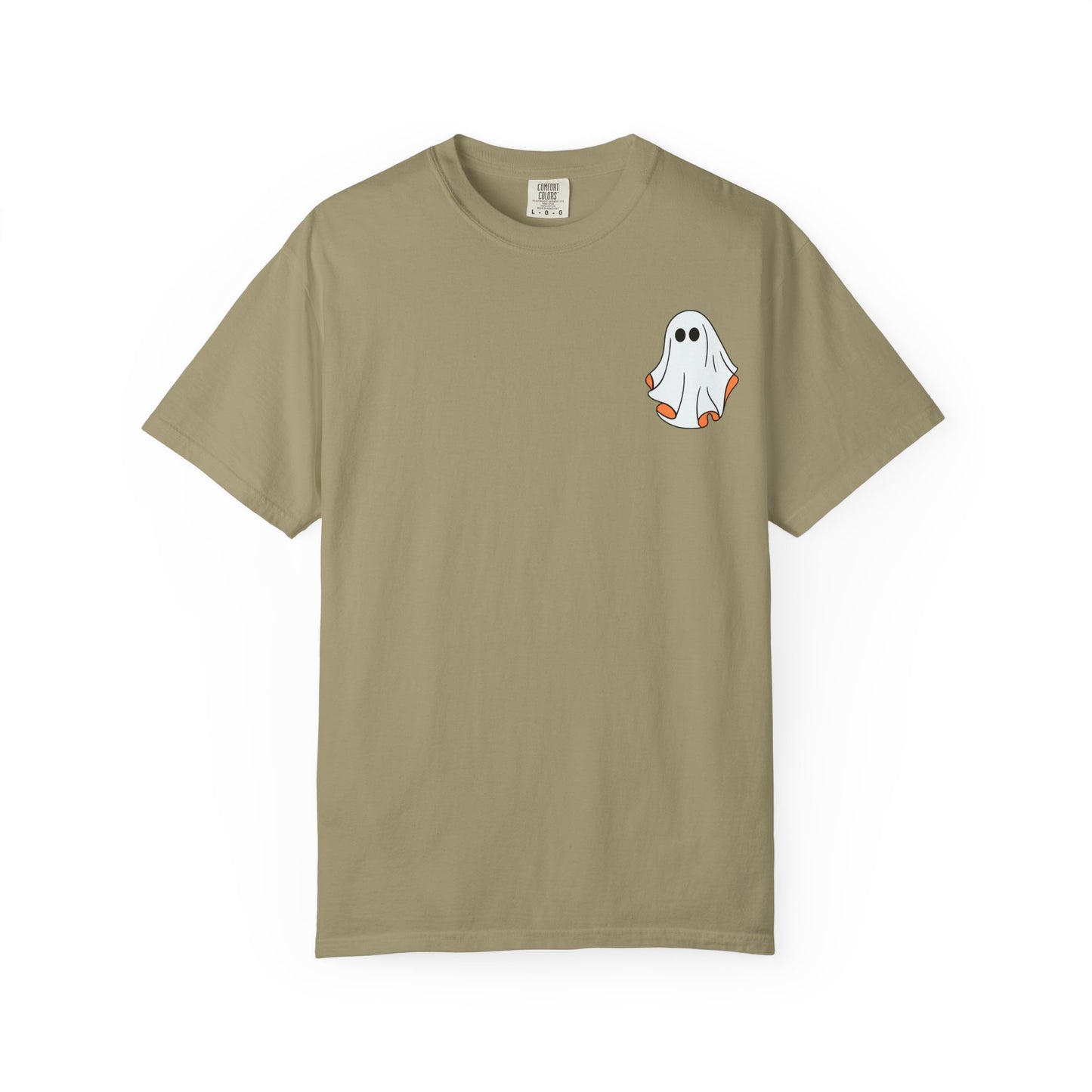 Minimal Ghost Halloween T-Shirt – Cute Pocket Graphic Tee for Spooky Season
