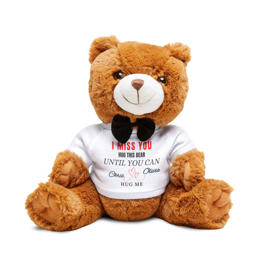 I Miss You Teddy Bear – Long Distance Hug Gift with Personalized Shirt
