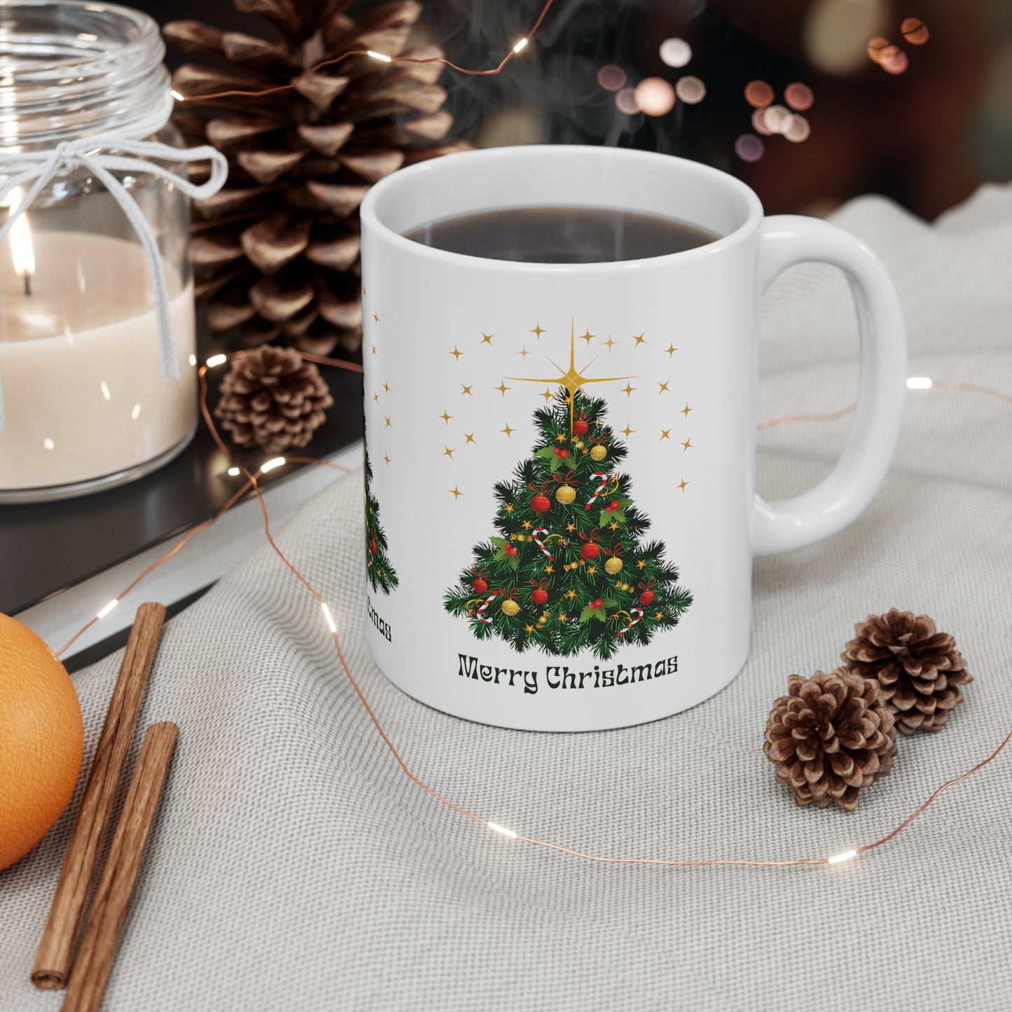 Merry Christmas Tree Ceramic Mug, 11oz