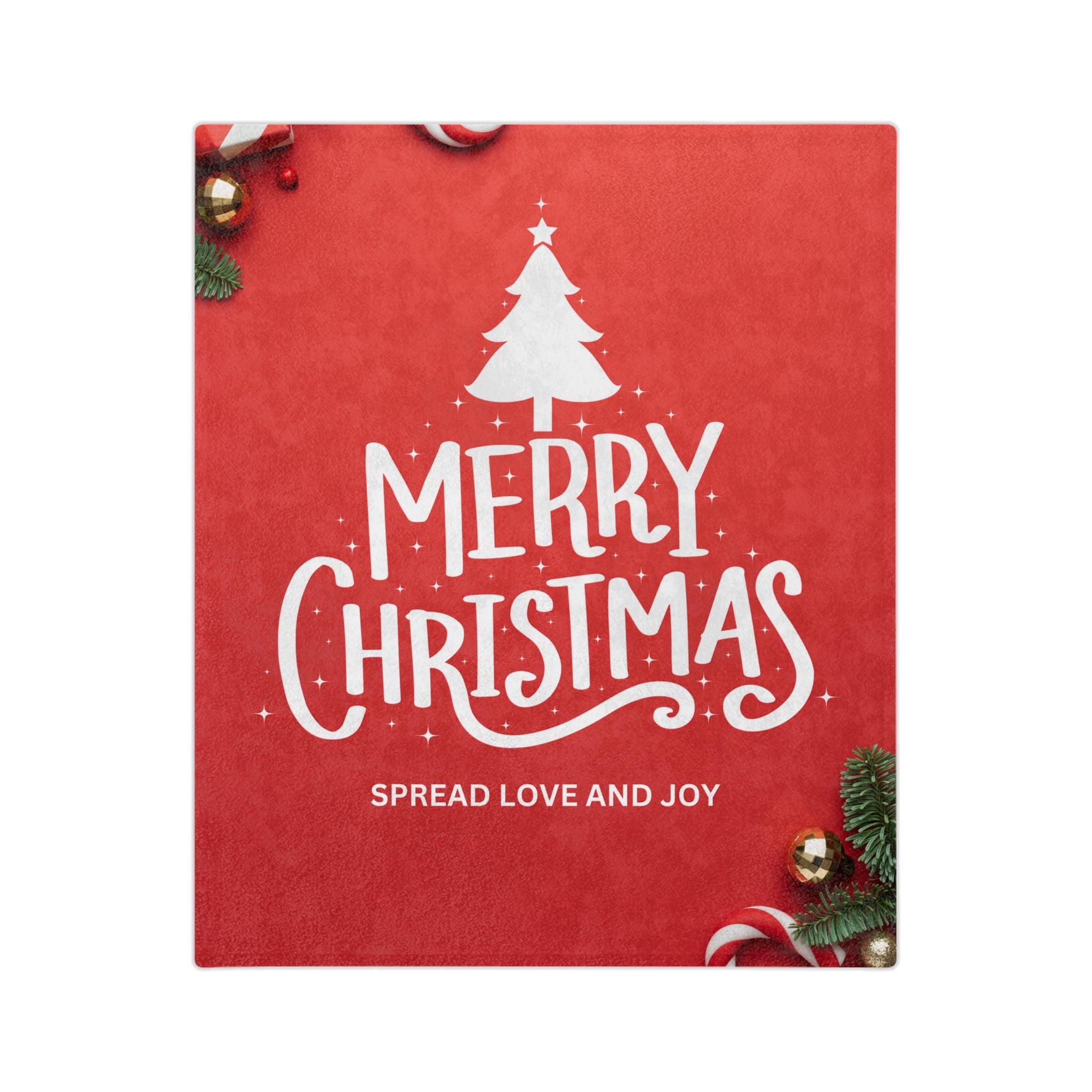 Merry Christmas, Spread Love and Joy Printed Velveteen Minky Blanket