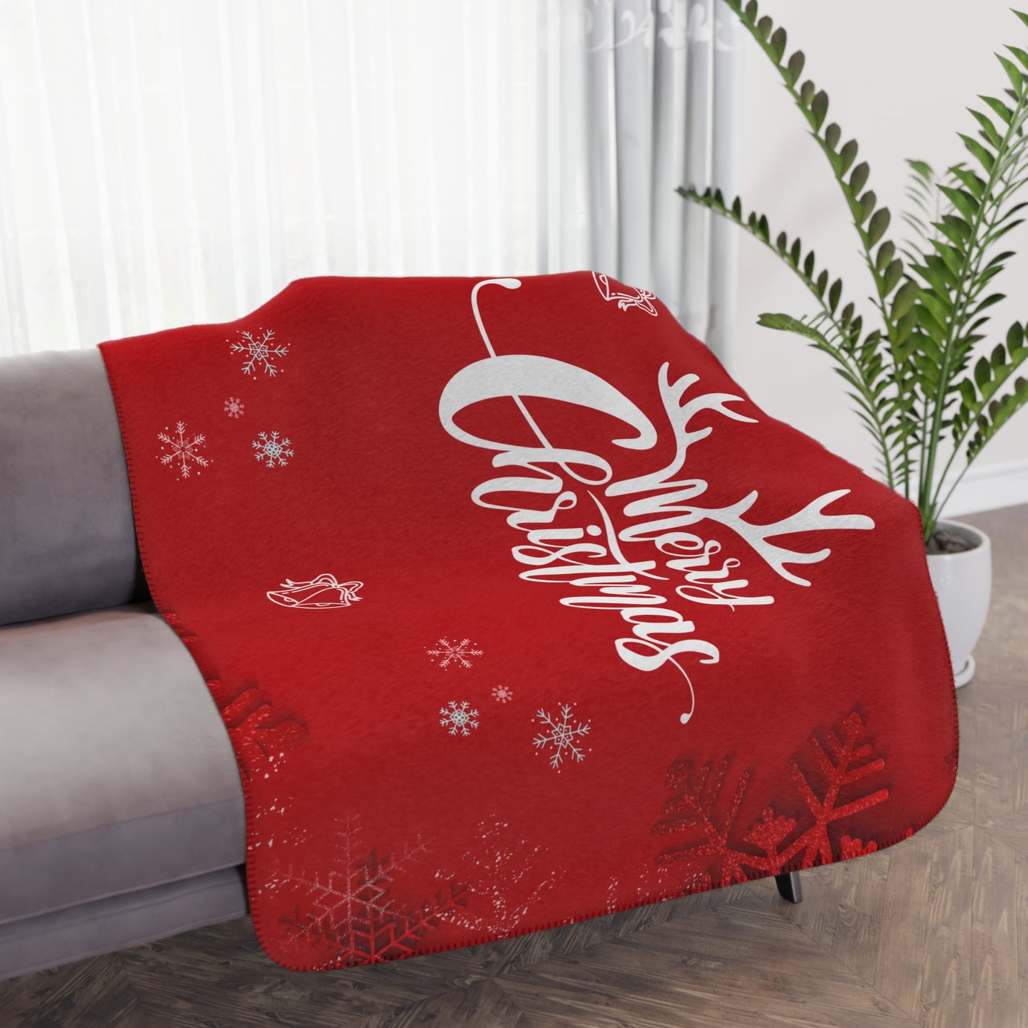 Merry Christmas in Red Printed Sherpa Blanket